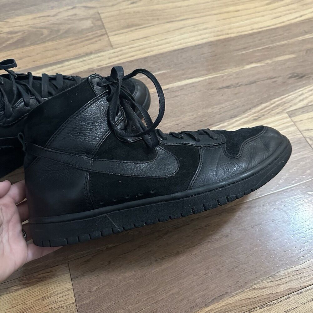 RARE Nike‎ Dunk LUXE SP Sherpa Fleece Black Leather Sneakers, Size 12 - Picture 12 of 16